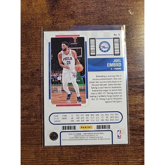 Joel Embiid 2022-23 Panini Contenders #9 - Philadelphia 76ers - NBA - Picture 2 of 2